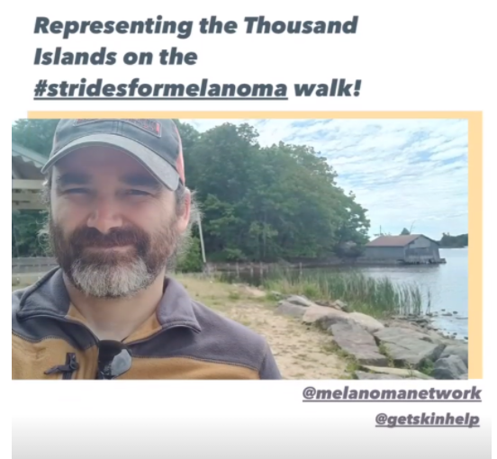 (Image of team member, Richard Prieto representing GetSkinHelp at the Thousand Islands)