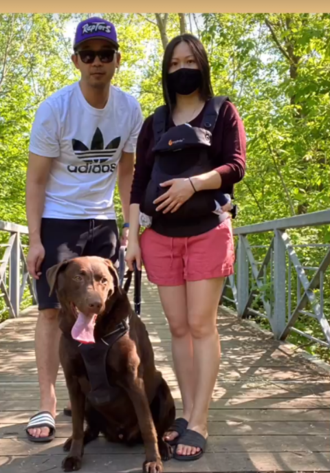 (Image of team member, Pierre Loo, taking his entire family on a lovely walk for melanoma research)